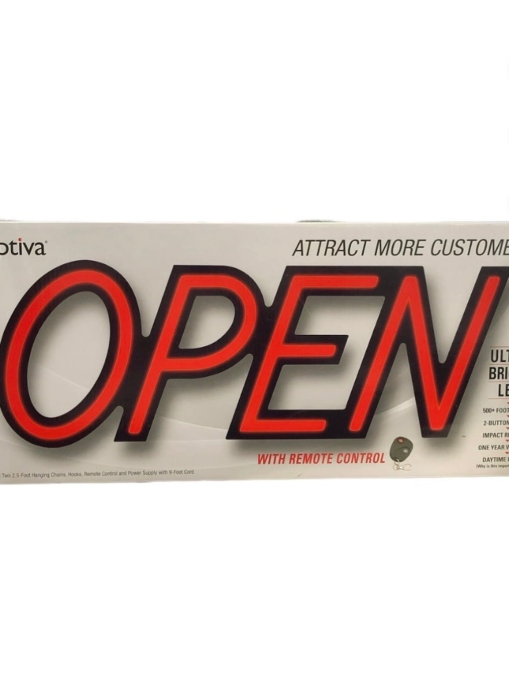 Optiva 20" Ultra Bright LED OPEN Sign W/ Remote Control
